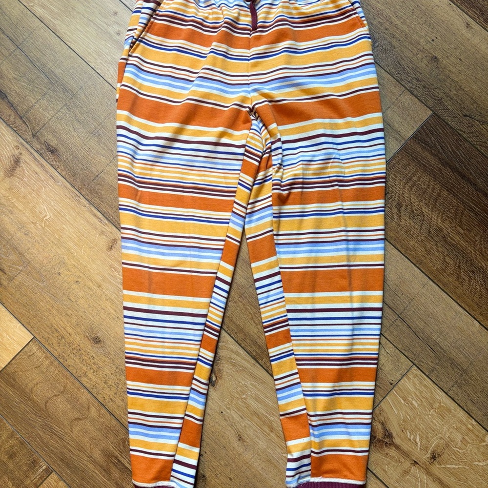 LuLaRoe Orange and White Track Pants with Tapered Fit
